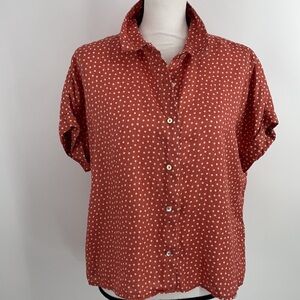 Rachel Zoe 100% linen polka dot blouse top size small